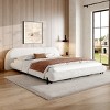 Upholstered Platform Bed with Thick Curved Headboard, Boucle Fabric Wooden Frame Bed for Bedroom-Baofuwish - 2 of 4