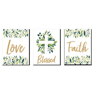 Big Dot of Happiness Elegant Cross - Nursery Wall Art, Kids Room Decor and Home Decorations - Gift Ideas - 7.5 x 10 inches - Set of 3 Prints