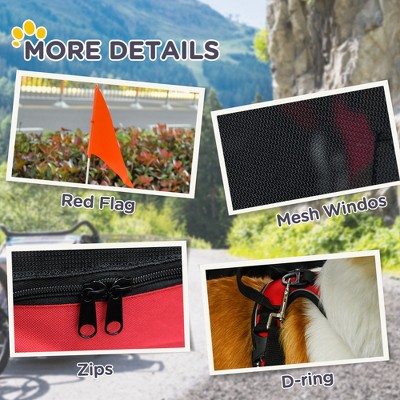Red and Black Large Pet Bike Trailer with Mesh Screen