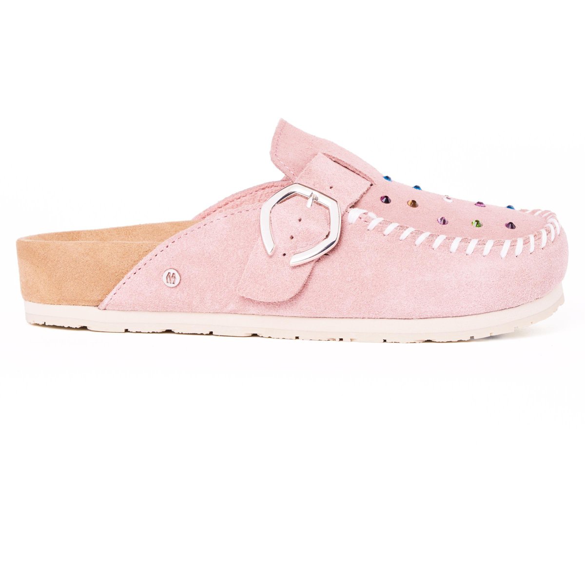 Женские сабо Minnetonka Women's Suede Rhinestone Buckle Clogs 6000906 Blush - 9 — фото 4