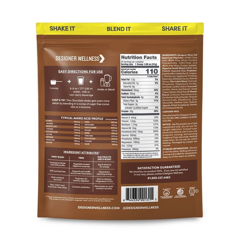 Designer Whey Protein Powder - Gourmet Chocolate - 32oz, 3 of 6