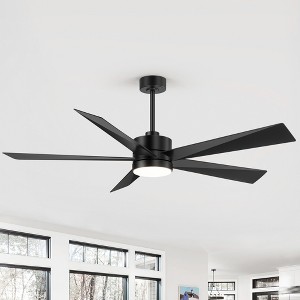 Airsurfer 65" Ceiling Fan with Color-Changing LED Light, Matte Black with Black Blades, 5-Blade, Remote Included - 1 of 4