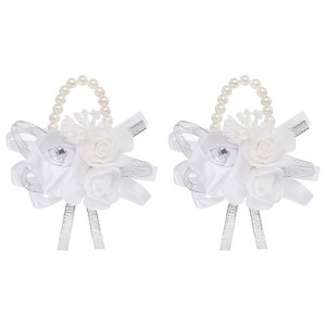 Unique Bargains Decorative Wedding Prom Party Artificial Rose Wrist Corsages 2 Pcs - 1 of 3