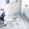 Modern Glass End Table, Round End Table With Tempered Glass Tabletop And Chrome Legs,round,gold,23.60" - 2 of 4