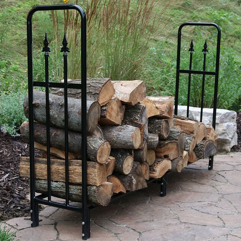 Sunnydaze Indoor/Outdoor Powder-Coated Steel Fire Pit or Fireplace Firewood Log Rack Holder - 6', 3 of 12