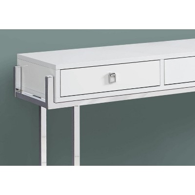 48" Glossy White Metal Rectangular Console Table with Storage