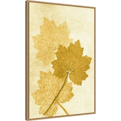 Amber Leaves Botanic-Inspired Canvas Framed Wall Art 23" x 33"
