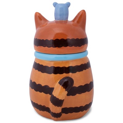 100 North Dolomite Ceramic 10 inch Everyday Cookie & Candy Jar Airtight Lid: Kitchen Canisters, Pet Treat Containers, Orange Tabby Striped Cat & Mouse — фото 4