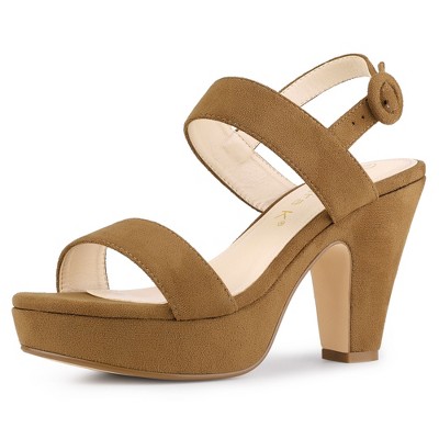 Allegra K Women's Slingback Platform Chunky High Heel Adjustable Buckle Strap Sandals