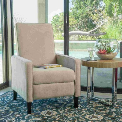 CAVINAS Linen Accent Chair with High Backrest,Modern Adjustable Push Back Recliner Chairs,Reading Chairs for Living Room
