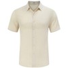 Mens Casual Shirts Short Sleeve Button Down Linen Shirts Fashion Textured Summer Beach Shirt - 4 of 4