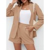 Imily Bela Women's two-piece suit with long-sleeve blazer and solid color shorts with pockets - 3 of 4