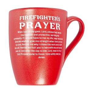 Elanze Designs First Responder Appreciation Coffee Cup Mug 10 Ounce Ceramic With Shimmery Metallic Finish Firefighter's Prayer Crimson Red - 1 of 4