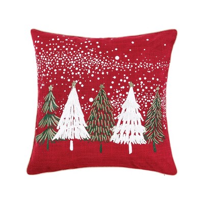 C&F Home 18" x 18" Snowy Trees Embellished Christmas Holiday Throw Pillow