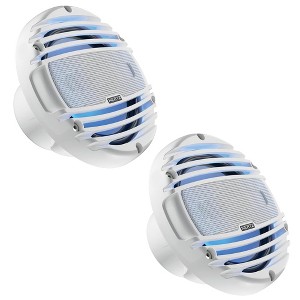 Hertz HMX 8 LD-TW - 8" 4-Ohm Coaxial Marine Speakers with RGB LEDs, White Grilles, Pair - 1 of 4