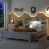 Full Size Platform Bed with Bookcase Headboard, Bed with LED Motion Sensor Light and Safety Guardrails, Slatted Pine Wood Frame Bed-Baofuwish - 3 of 4