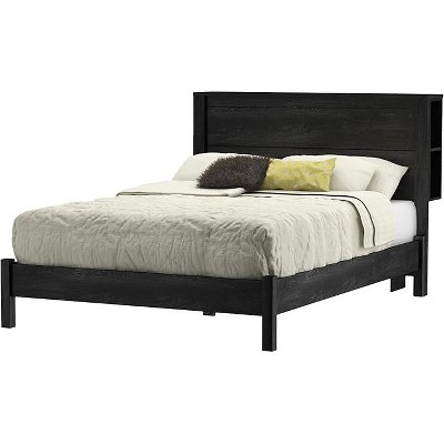 Gray Oak Full Size Upholstered Platform Bed with Wood Frame