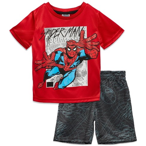 Marvel Avengers Spider-man Big Boys Graphic T-shirt & Shorts Set Black ...