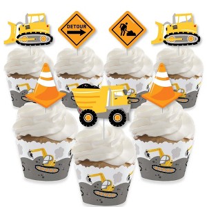 Big Dot of Happiness Dig It - Construction Party Zone - Cupcake Decor - Baby Shower or Birthday Party Cupcake Wrappers and Treat Picks Kit - Set of 24 - 1 of 4