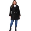 Agnes Orinda Women's Plus Size Double Breasted Notch Lapel Pocket Long Trench Pea Coats - 3 of 4