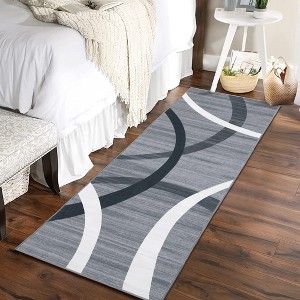 Modern Area Rug Machine Washable Wavy Circles Design Rug Geometric Floor Carpet - 1 of 4