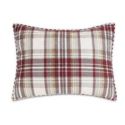 Camden Gray and Red Cotton Plaid Full Quilt Set