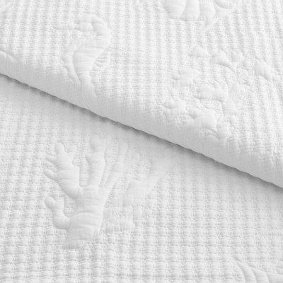 White Cotton Coastal Quilted Reversible Throw Blanket 50x60