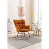 Tufted Teddy Fabric Rocking Nursery Chair with Wide Back and Wooden Legs,Upholstered Glider for Living Room or Bedroom-Baofuwish - 2 of 4