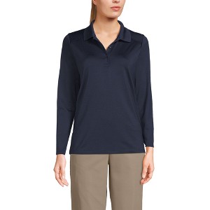Lands' End School Uniform Women's Long Sleeve Feminine Fit Rapid Dry Polo Shirt - 1 of 3