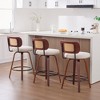 KTMBDW Swivel Bar Stools, 26" Upholstered Counter Height Bar Stools with Back and Walnut Wood Legs, Barstools for Kitchen Counter - 3 of 4