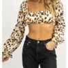 Women's ABSTRACT PRINT PUFF SLEEVE CROP TOP - Bailey Rose - 2 of 4