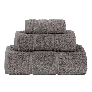 Zero Twist Cotton Waffle Honeycomb Medium Weight 3 Piece Bathroom Towel Set by Blue Nile Mills - 1 of 4