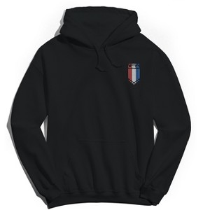 Americana Men's Usa Star Flag Lc Black Long Sleeve Graphic Cotton Sweatshirt Hoodie - 1 of 4