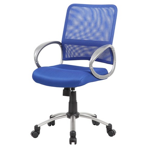 Boss Office Products Microfiber Deluxe Posture Chair with Adjustable Arms, Blue/Black