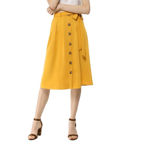 High Waisted Flared Skirt • Yellow