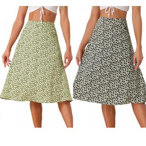 INSPIRE CHIC Women's Chiffon Summer Vintage Floral Print A-Line Midi Skirts 2 Packs - 1 of 4