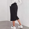 Coolmee Women's Midi Skirt Drawstring Elastic High Waist A-Line Sweat Skirts with Pockets - 2 of 4