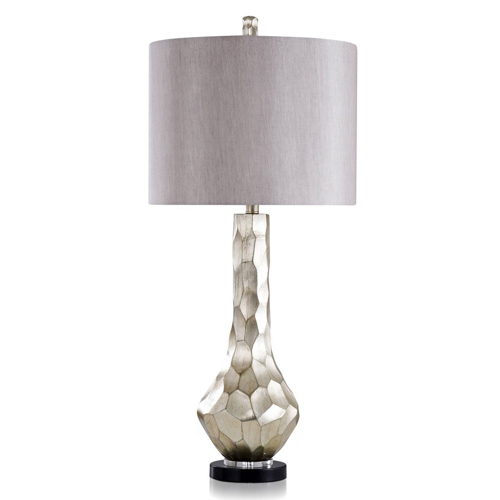 Photos - Floodlight / Street Light Zara Carved Stone Design Table Lamp with Clear Acrylic Base Gold - StyleCr