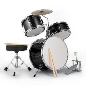 Karl Home 14 Inch 3-Piece Kids Drum Set with Throne Stool in Blue - 1 of 4