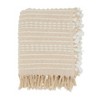 50"x60" Cozy Cabin Textured Striped Fringe Throw Blanket Natural - Saro Lifestyle: Woven Cotton & Polyester, Machine Washable - 2 of 4