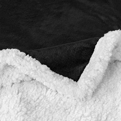 Black Sherpa Fleece Reversible Throw Blanket - 50" x 60"