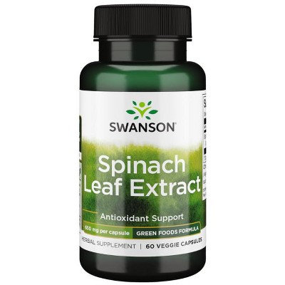 Swanson Dietary Supplements Spinach Leaf Extract 650 mg 60 Veg Caps.