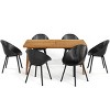 7 Piece Outdoor Patio Dining Set,Acacia Wood Dining Table and 6 PP Dining Chairs Set,Garden Dining Furniture Set with Umbrella Hole-Coolbibila - 2 of 4