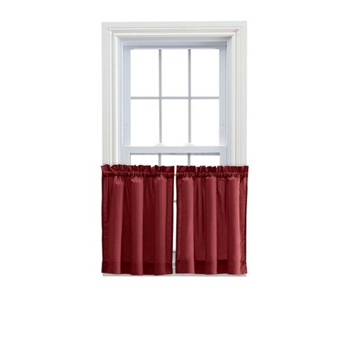 Ellis Stacey 1.5" Rod Pocket High Quality Fabric Solid Color Window Tailored Tier Pair Merlot - image 1 of 4