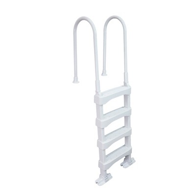 Vinyl Works SLD2 Heavy Duty Resin Pool Step Ladder with Ergonomic Aluminum Handrails for 60 Inch Above Ground or In Ground Swimming Pools, White