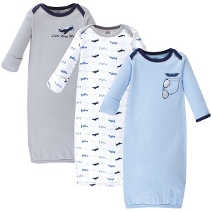 Luvable Friends Baby Boy Cotton Long-Sleeve Gowns 3pk, Airplane, 0-6 Months - 1 of 4