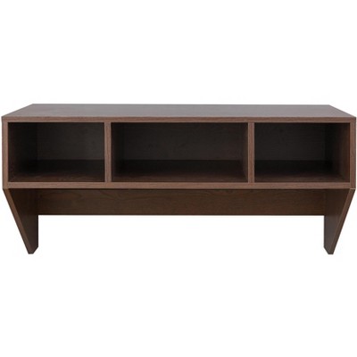 Brown Wall Mounted Wood Hanging Desk with Storage Compartments