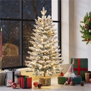 FIONECA Pre-lit Potted Flocked Tabletop Christmas Tree - 1 of 4