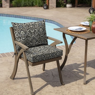 Aurora Damask Black 21" Outdoor Dining Chair Cushion Set