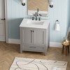 GlasFlength Bathroom Storage Cabinets, Freestanding, Open shelving Bathroom Vanity，Assembly Required, Gray, 29.8"*19.1"*34.75" - 2 of 4